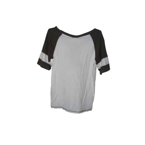 New POL Colorblock V-Neck Soft Stretch Tee Oversized White Short Sleeve Small - Picture 3 of 16